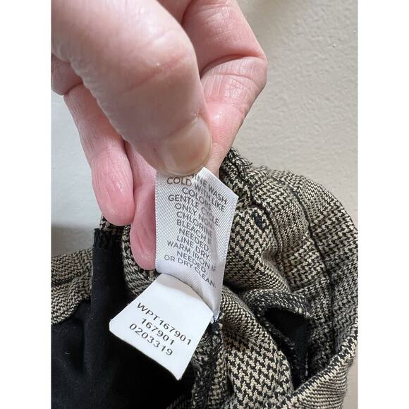 J. Jill Women's Check Pants Size M Tie Waist Beige Office Preppy Grandpacore - Picture 6 of 7